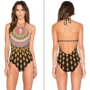 Trina Turk Moroccan Medallion High Neck Goddess One Pc Women's Swim Sz 6